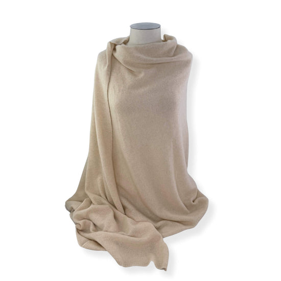 'So Soft, So Smart' Lightweight Cashmere Travel Wrap (Beige)-Jet&Bo