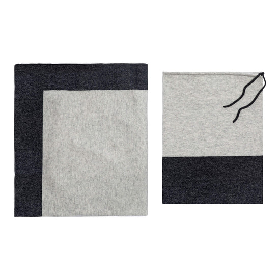 'Throw to Go' Cashmere Merino Travel Blanket (Gray & Charcoal)-Jet&Bo