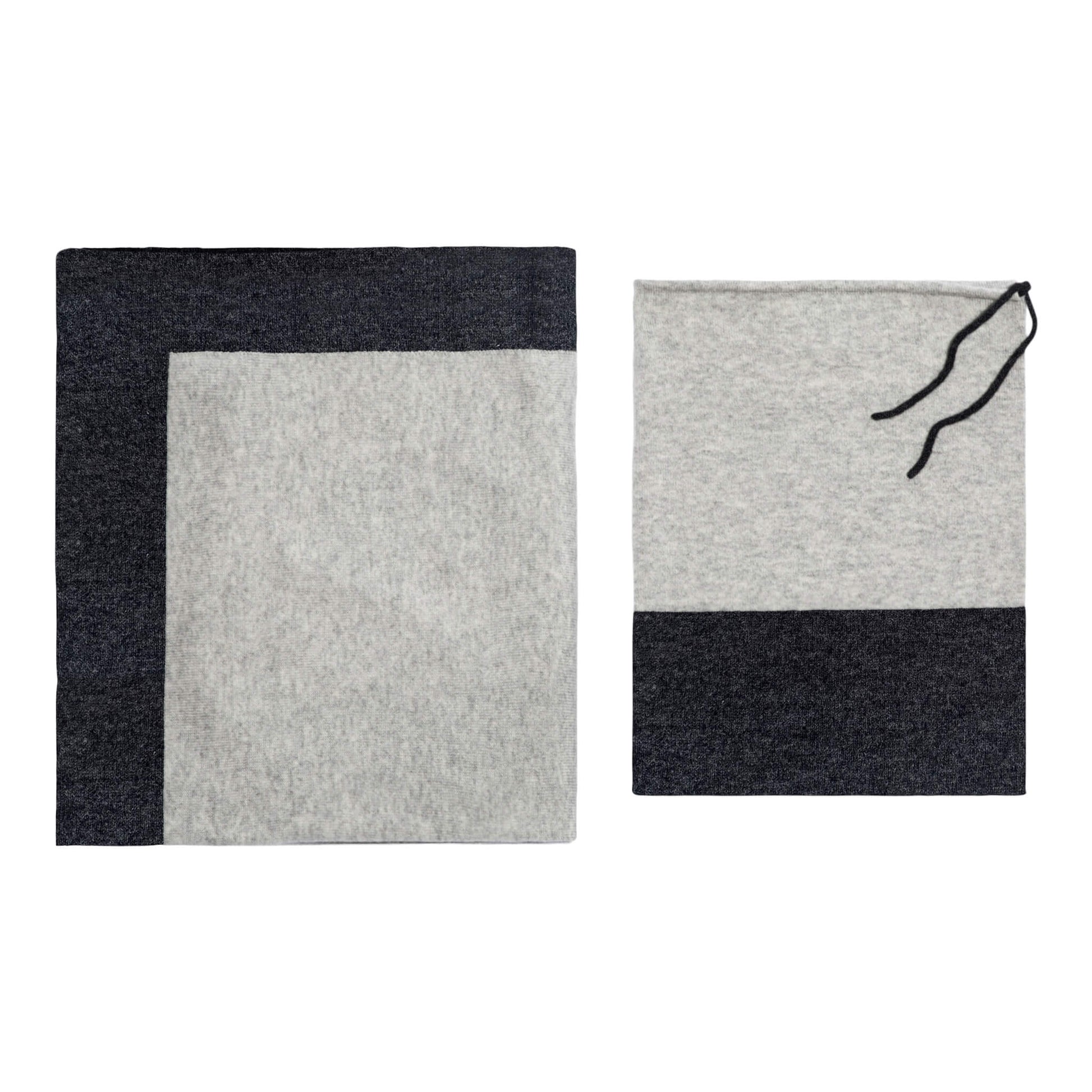 'Throw to Go' Cashmere Merino Travel Blanket (Gray & Charcoal)-Jet&Bo