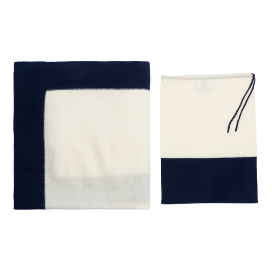 'Throw to Go' Cashmere Merino Travel Blanket (White & Navy)