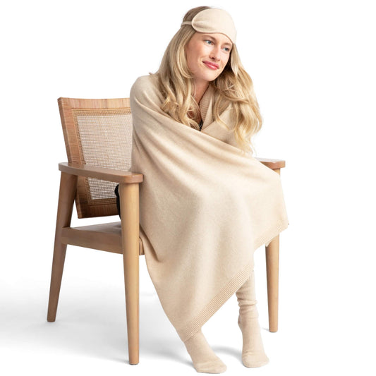 'Make Travel Luxurious Again' Cashmere Travel Set (Natural)-Jet&Bo