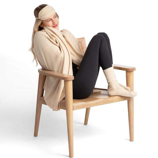 'Make Travel Luxurious Again' Cashmere Travel Set (Natural)-Jet&Bo