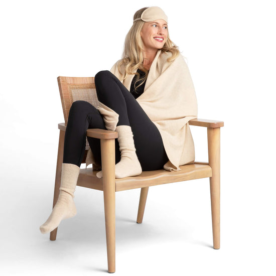 'Make Travel Luxurious Again' Cashmere Travel Set (Natural)-Jet&Bo