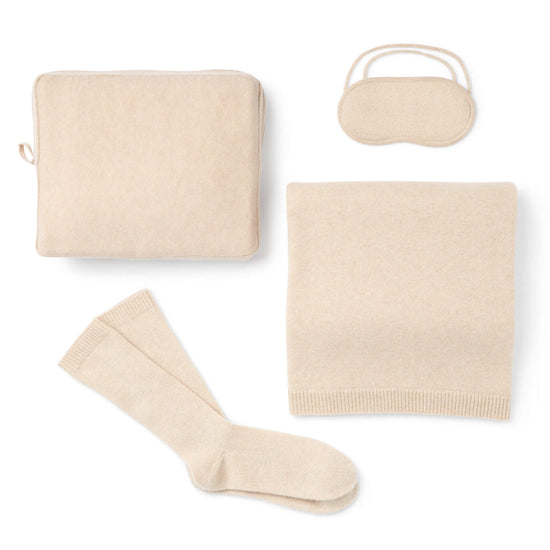 'Make Travel Luxurious Again' Cashmere Travel Set (Natural)-Jet&Bo