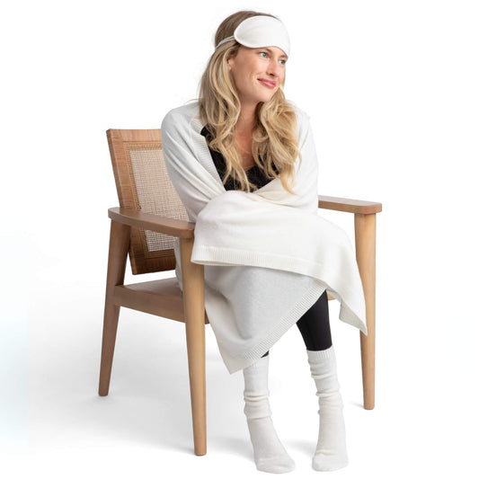 'Make Travel Luxurious Again' Cashmere Travel Set (Ivory)-Jet&Bo