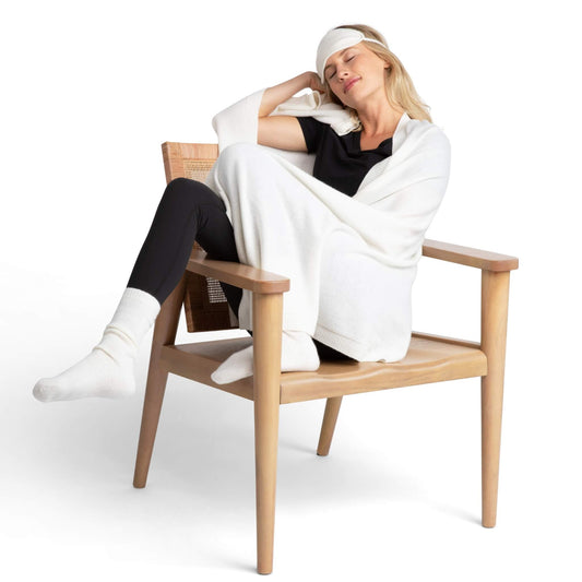 'Make Travel Luxurious Again' Cashmere Travel Set (Ivory)-Jet&Bo