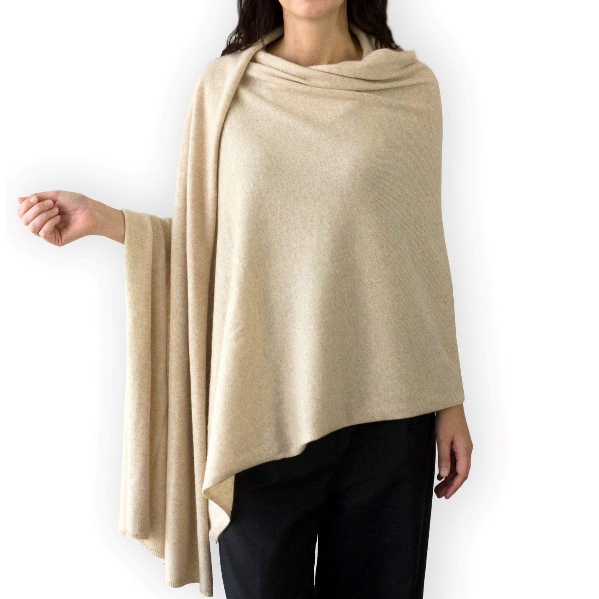 'So Soft, So Smart' Cashmere Travel Wrap & Blanket (Beige)-Jet&Bo