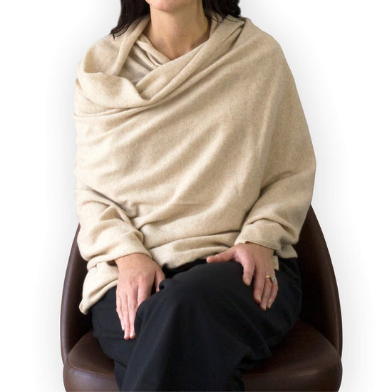 'So Soft, So Smart' Cashmere Travel Wrap & Blanket (Beige)-Jet&Bo