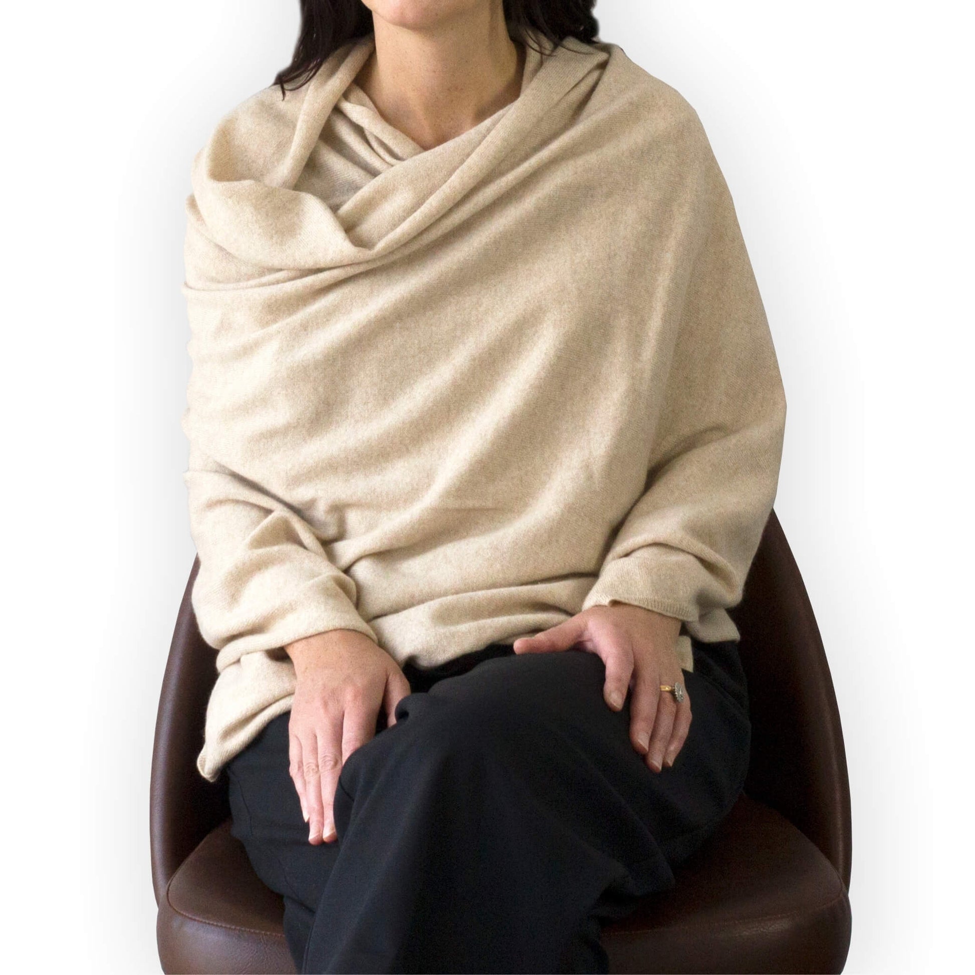 'So Soft, So Smart' Cashmere Travel Wrap & Blanket (Beige)-Jet&Bo
