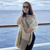 'So Soft, So Smart' Lightweight Colorblock Cashmere Travel Wrap (Beige)-Jet&Bo