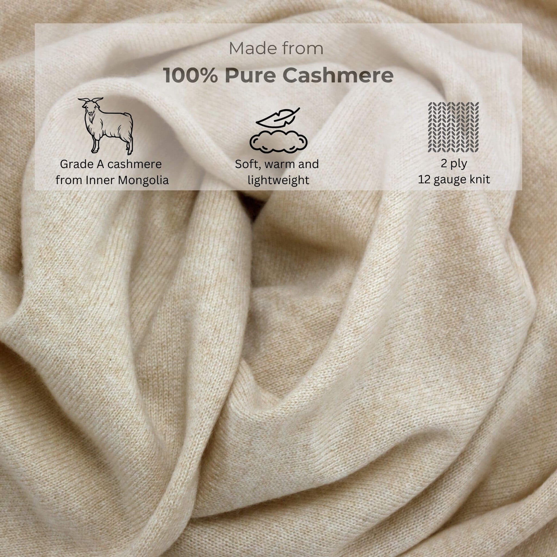 'So Soft, So Smart' Cashmere Travel Wrap & Blanket (Beige)-Jet&Bo
