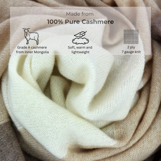'So Soft, So Smart' Lightweight Colorblock Cashmere Travel Wrap (Beige)-Jet&Bo-Jet&Bo