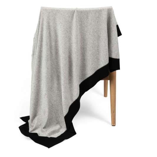 'Throw to Go' Cashmere Merino Travel Blanket (Gray & Black)-Jet&Bo