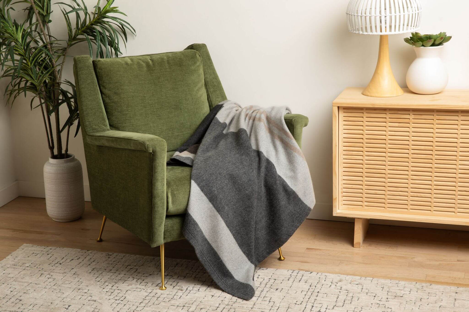 Cashmere blanket on arm chair