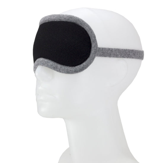 'Dream Envy' Cashmere Eye Mask (Black & Gray)-Jet&Bo