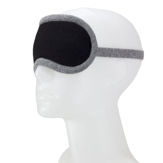 'Dream Envy' Cashmere Eye Mask (Black & Gray)-Jet&Bo