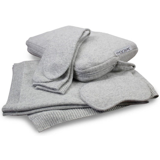 'Make Travel Luxurious Again' Cashmere Travel Set (Gray)-Jet&Bo