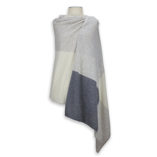 'So Soft, So Smart' Lightweight Colorblock Cashmere Travel Wrap (Gray)-Jet&Bo