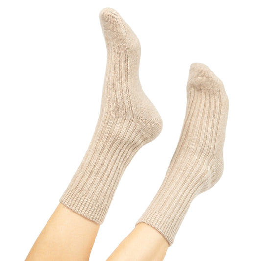 'Hygge' Cashmere Socks (Women's Beige)