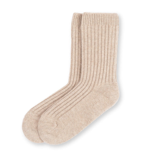 'Hygge' Cashmere Socks (Women's Beige)