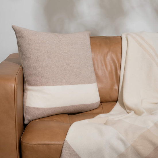 'Home and Away' Cashmere Throw Pillow (Beige)