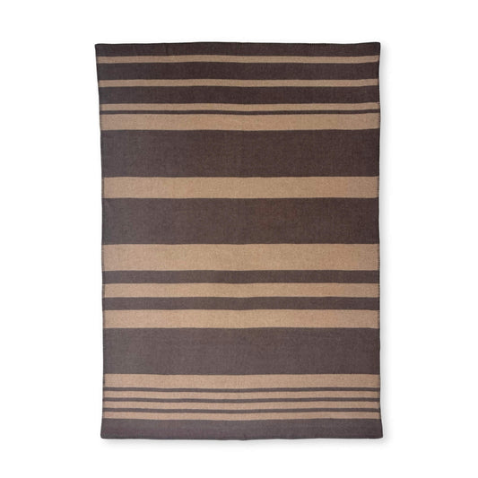 100% Cashmere Woven Brown Stripe Throw Blanket // sample
