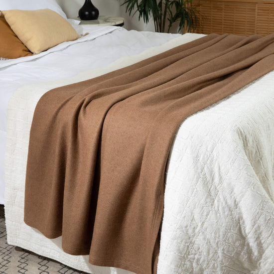 'Home and Away' Camel Hair Throw Blanket (King Size)-Jet&amp;Bo