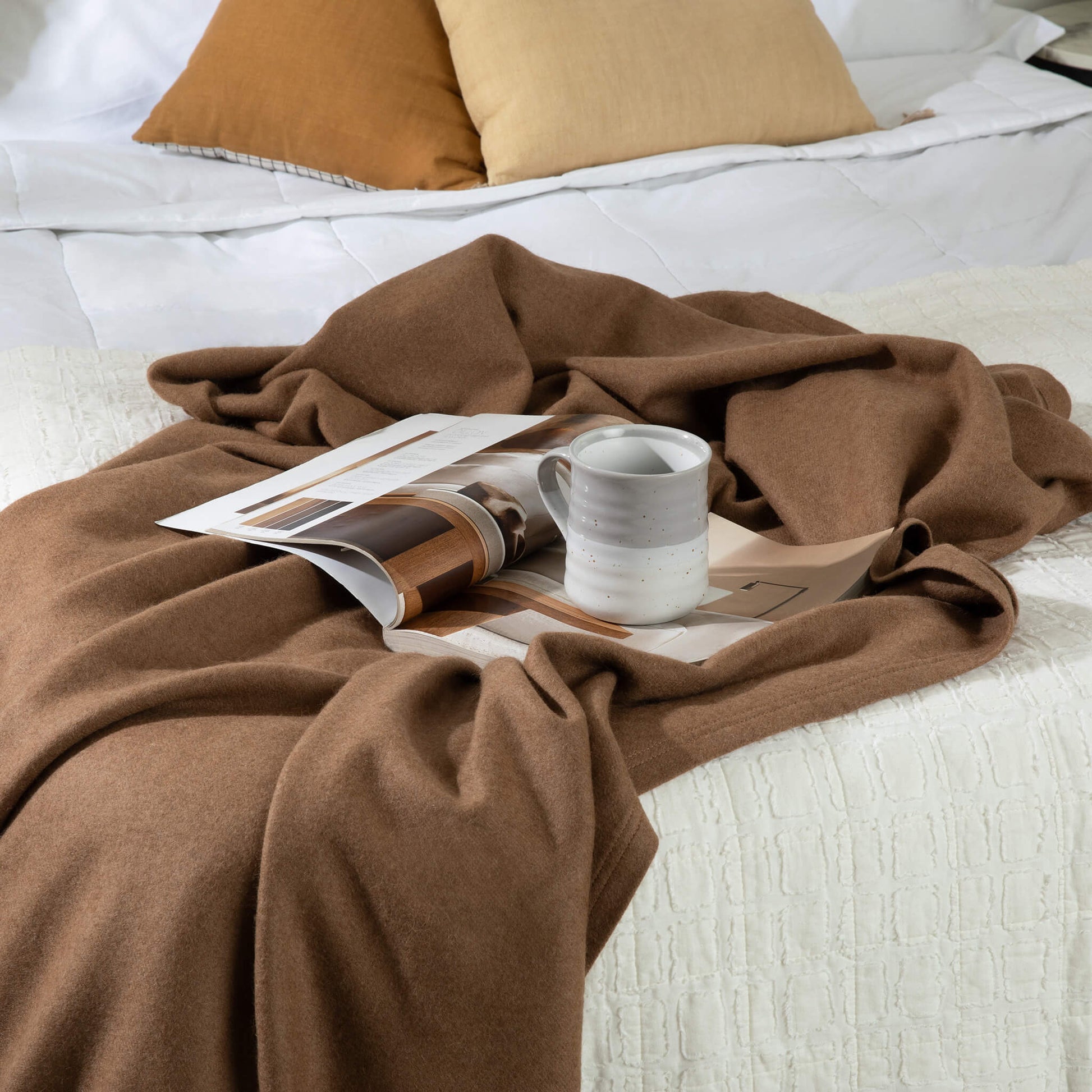 'Home and Away' Camel Hair Throw Blanket (King Size)-Jet&amp;Bo