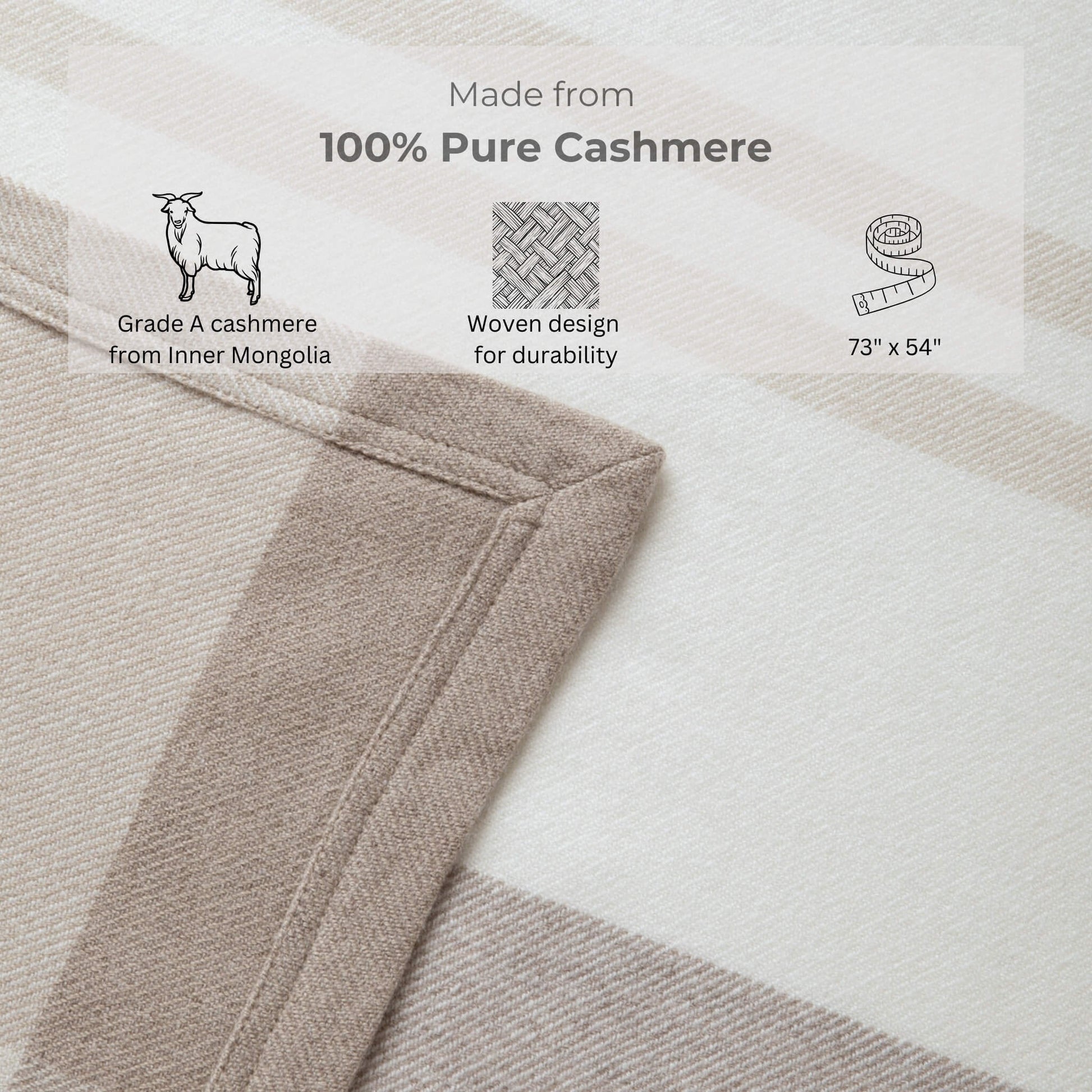 'Home and Away' Cashmere Blanket (Beige)-Jet&amp;Bo