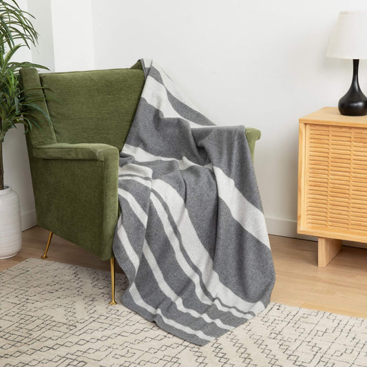 'Home and Away' Cashmere Blanket Striped (Gray)