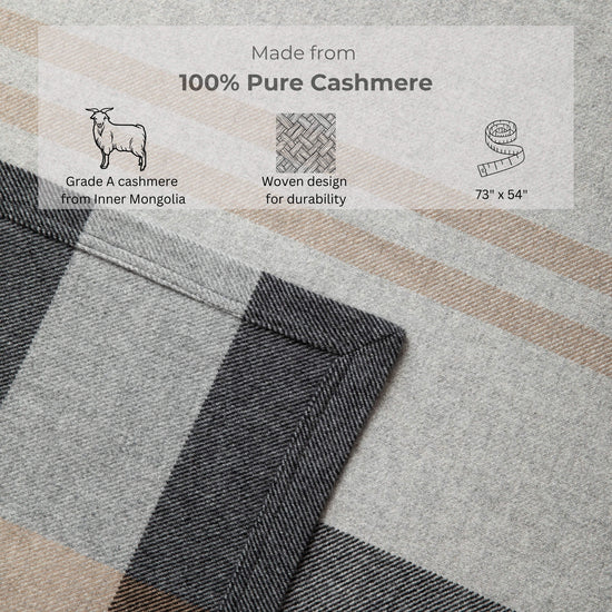'Home and Away' Cashmere Blanket (Gray)-Jet&amp;Bo