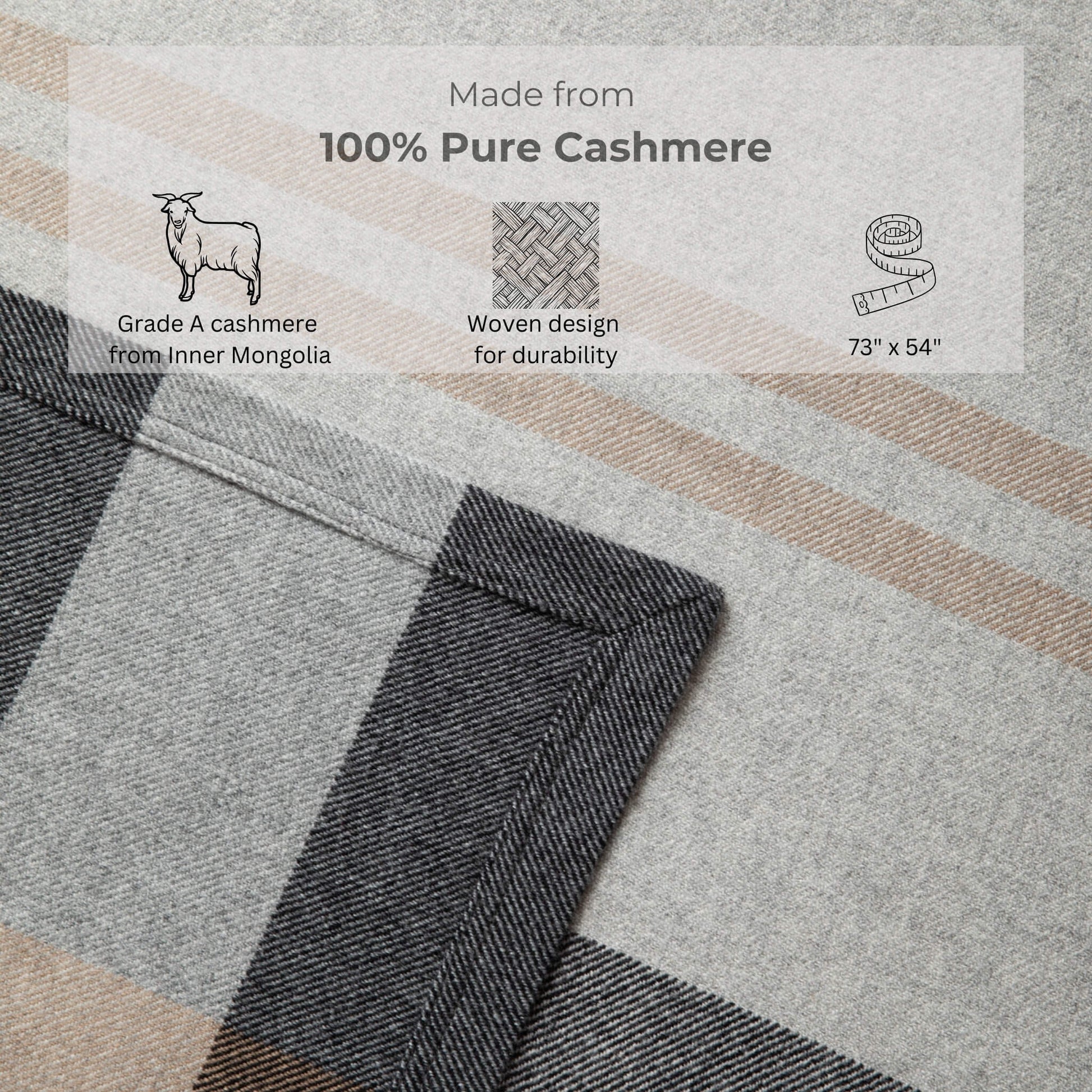 'Home and Away' Cashmere Blanket (Gray)-Jet&amp;Bo