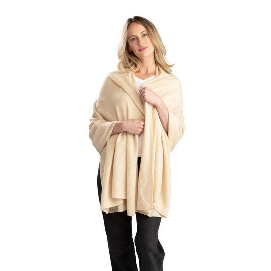 'So Soft, So Smart' Lightweight Cashmere Travel Wrap Beige // second