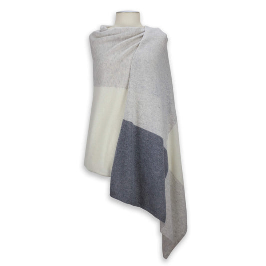'So Soft, So Smart' Lightweight Colorblock Cashmere Travel Wrap Gray // second