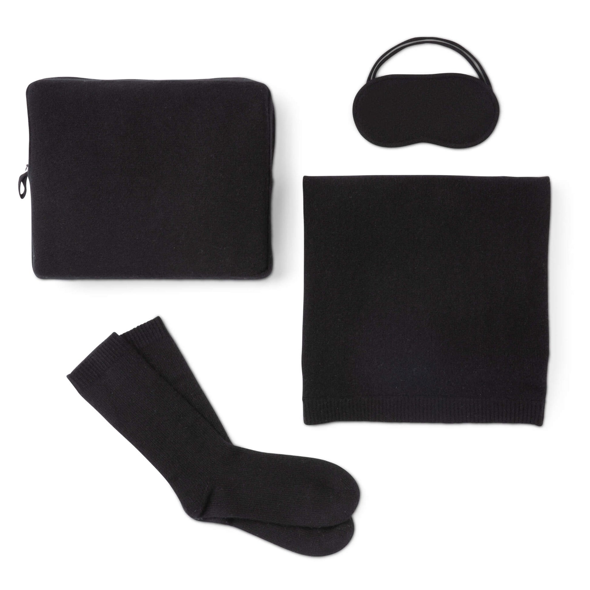 'Make Travel Luxurious Again' Cashmere Travel Set (Black)-Jet&amp;Bo