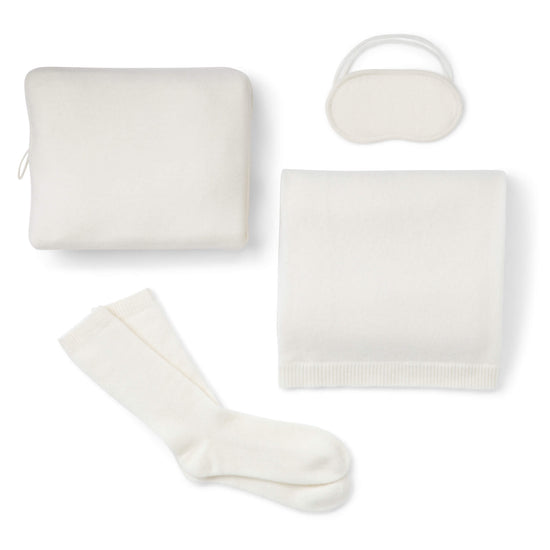 'Make Travel Luxurious Again' Cashmere Travel Set (Ivory)-Jet&amp;Bo