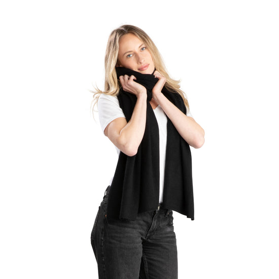 'So Soft, So Smart' Cashmere Travel Wrap & Blanket (Black)-Jet&amp;Bo