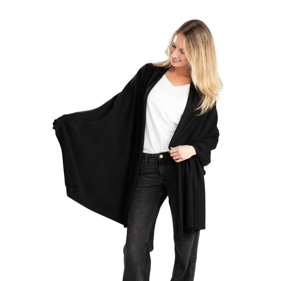 'So Soft, So Smart' Cashmere Travel Wrap & Blanket (Black)-Jet&amp;Bo