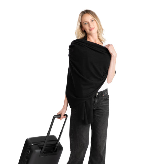 'So Soft, So Smart' Cashmere Travel Wrap & Blanket (Black)-Jet&amp;Bo