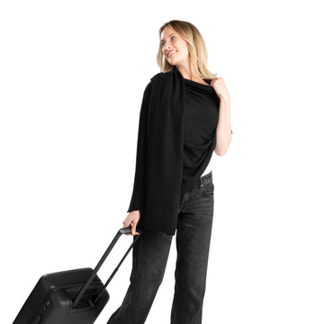 'So Soft, So Smart' Lightweight Cashmere Travel Wrap (Black)-Jet&amp;Bo
