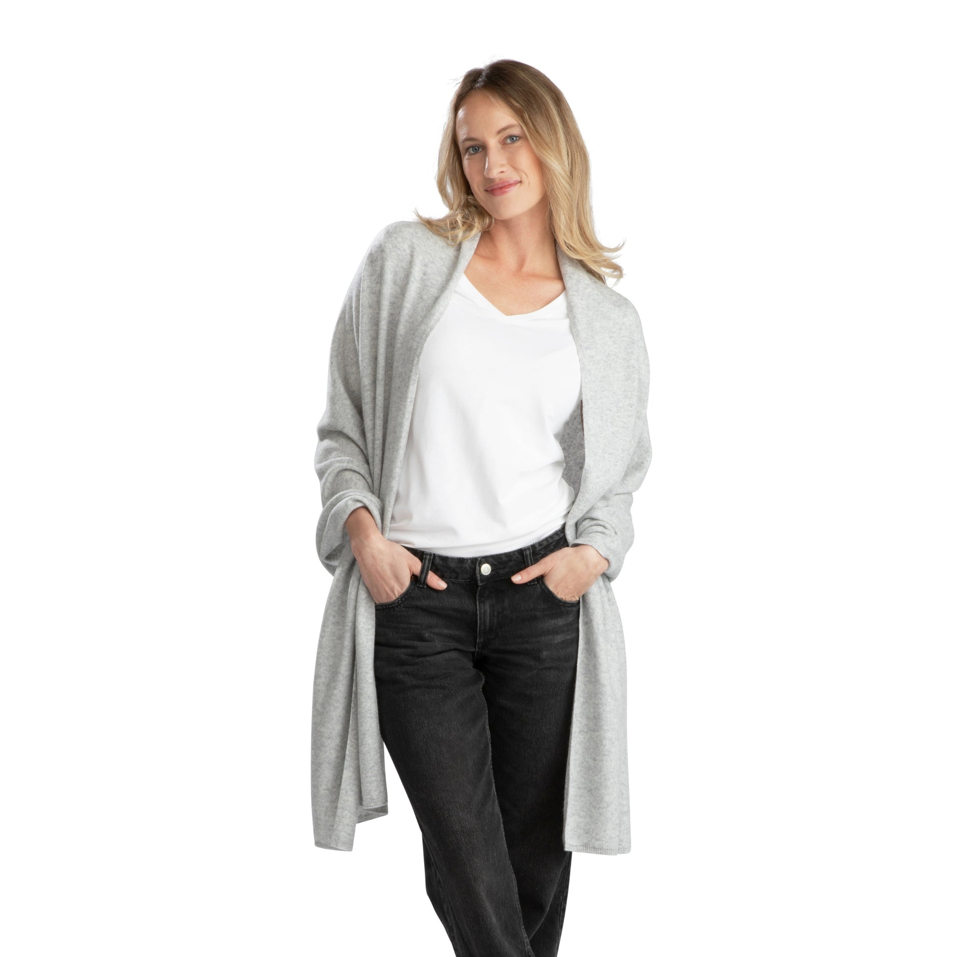 'So Soft, So Smart' Cashmere Travel Wrap & Blanket (Gray)-Jet&amp;Bo