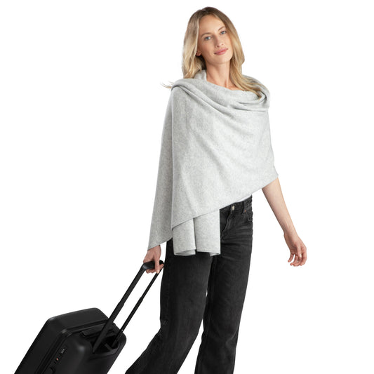 'So Soft, So Smart' Cashmere Travel Wrap & Blanket (Gray)-Jet&amp;Bo