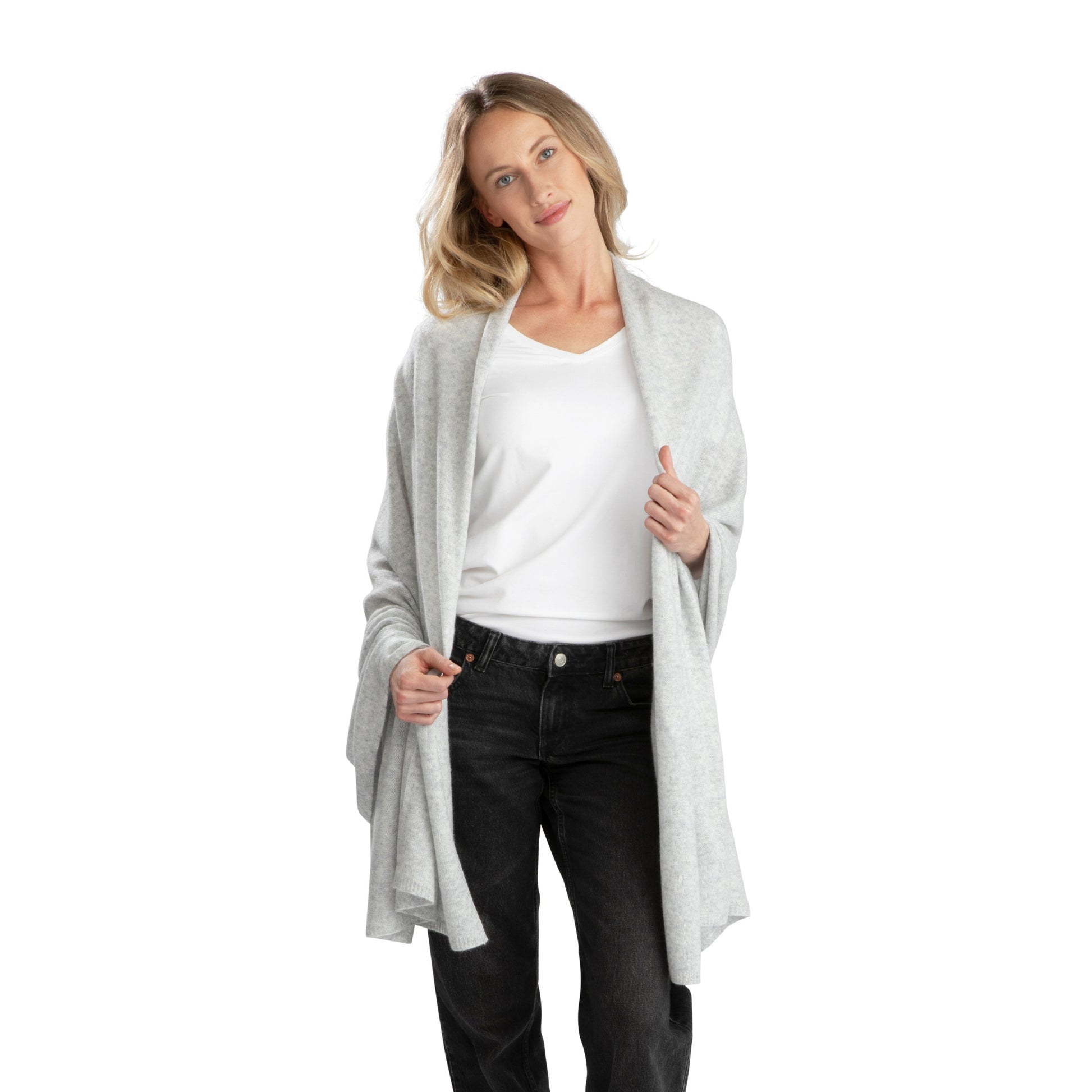 'So Soft, So Smart' Lightweight Cashmere Travel Wrap (Gray)-Jet&amp;Bo