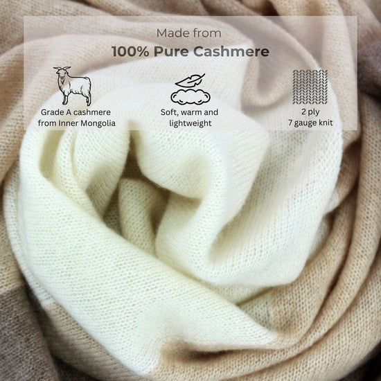 'So Soft, So Smart' Lightweight Colorblock Cashmere Travel Wrap (Beige)-Jet&amp;Bo
