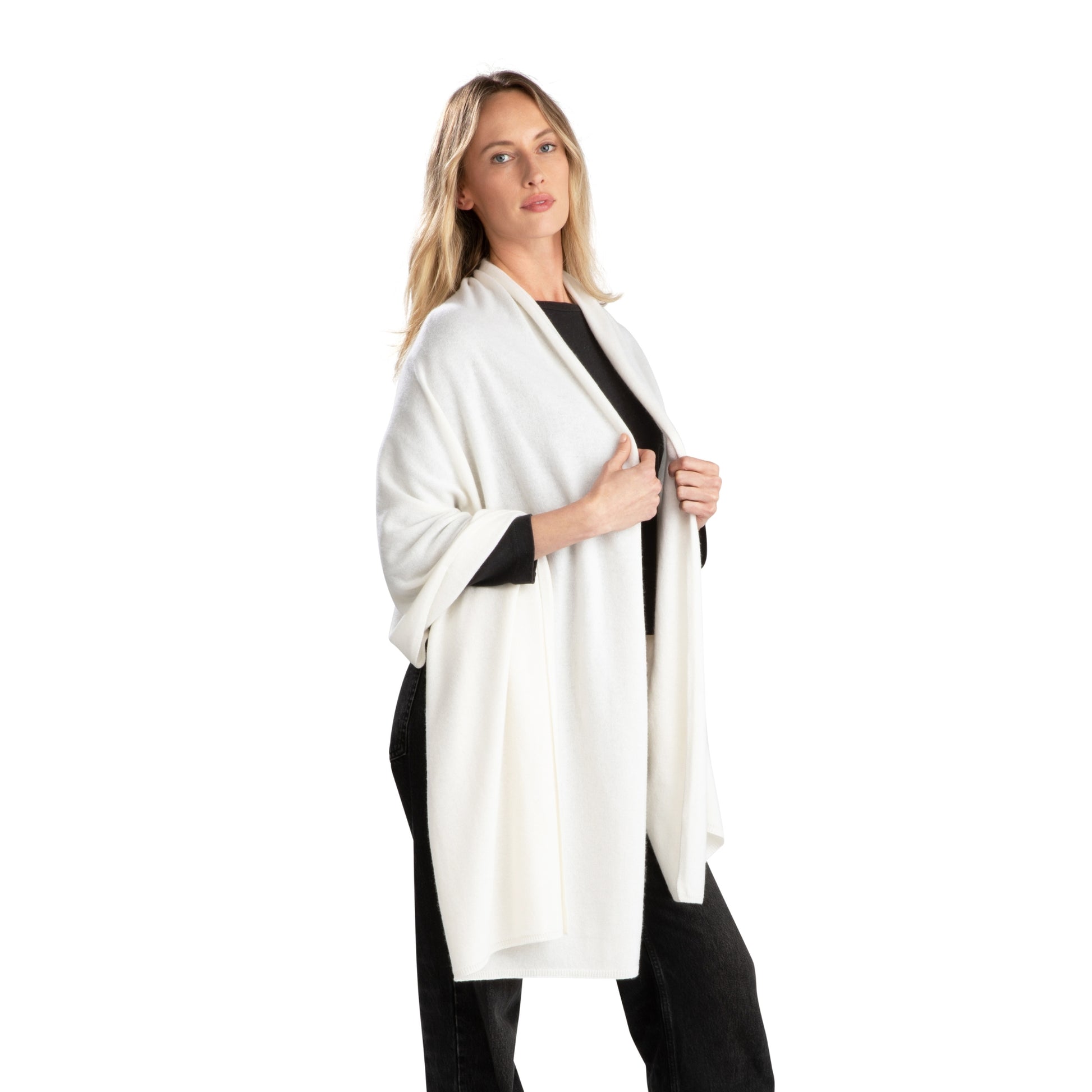 'So Soft, So Smart' Cashmere Travel Wrap & Blanket (Ivory)-Jet&amp;Bo