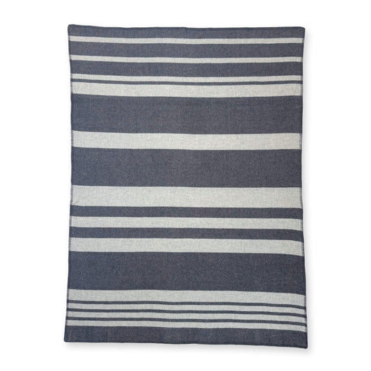 100% Cashmere Woven Gray Stripe Throw Blanket // sample