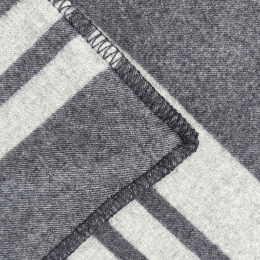 100% Cashmere Woven Gray Stripe Throw Blanket // sample