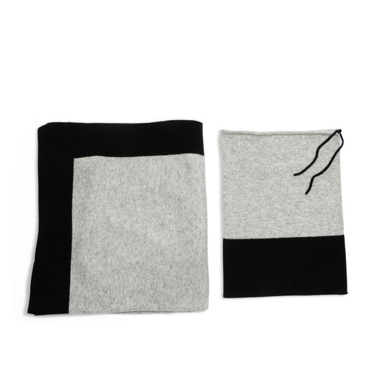 'Throw to Go' Cashmere Merino Travel Blanket (Gray & Black)-Jet&Bo