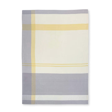 100% Cashmere Gray, Yellow & White Throw Blanket // sample