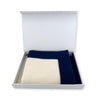 Cashmere Merino Blend Travel Blanket & Pouch White & Navy // sample